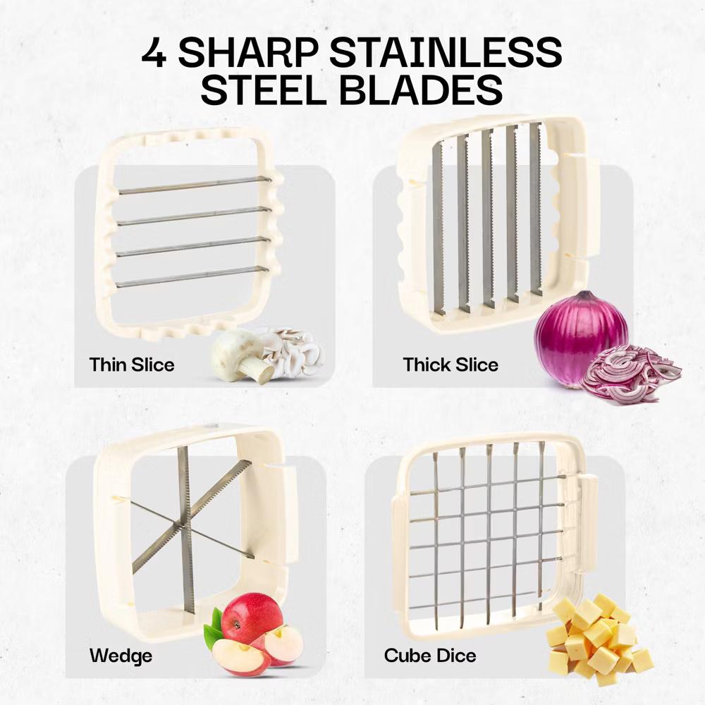 NutriChopper Handheld Vegetable and Fruit Chopper with 4 Stainless Steel Blades & Catch Container - Image 10