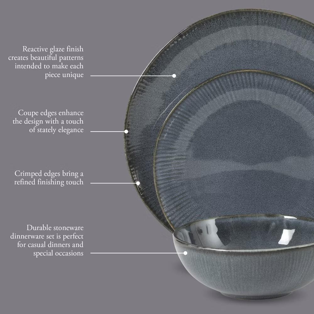 Sandy Pines Stoneware 12 Piece Reactive Glaze Dinnerware Set - Service for 4 - Image 4