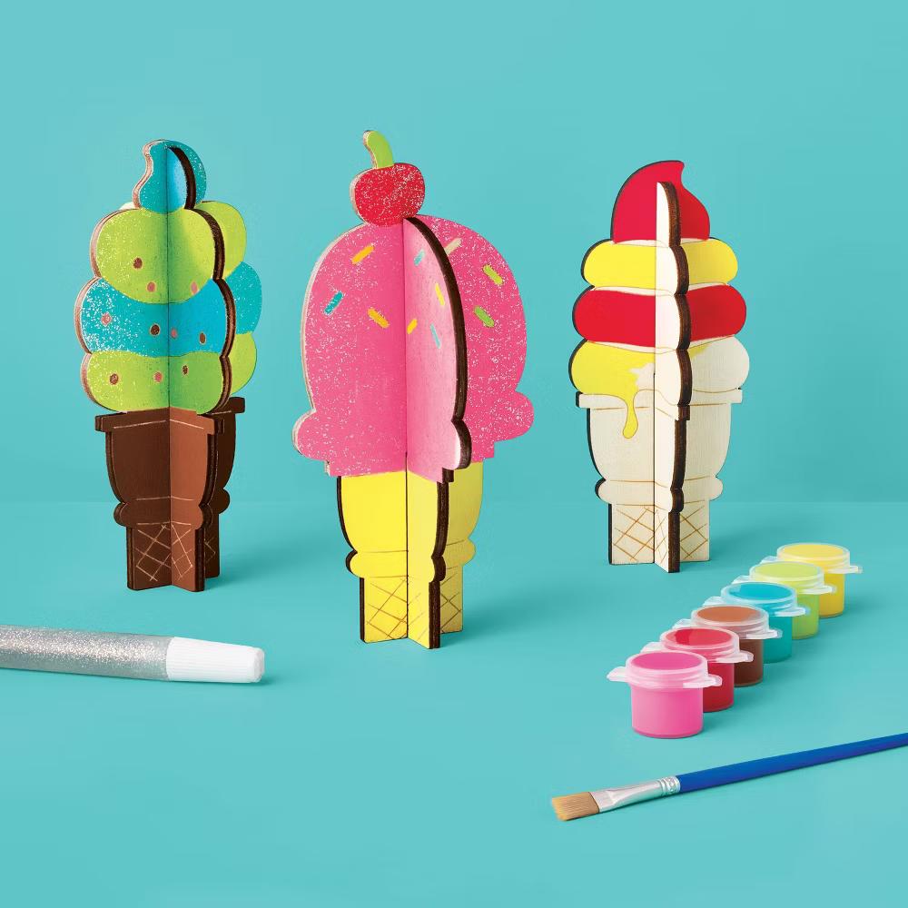 3ct Summer Craft 3D Ice Cream Painting Activity Kit