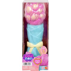 Petal Pop Scented Fashion Doll with Pink Tulip Dress, Reveal Accessories like Bunny & More