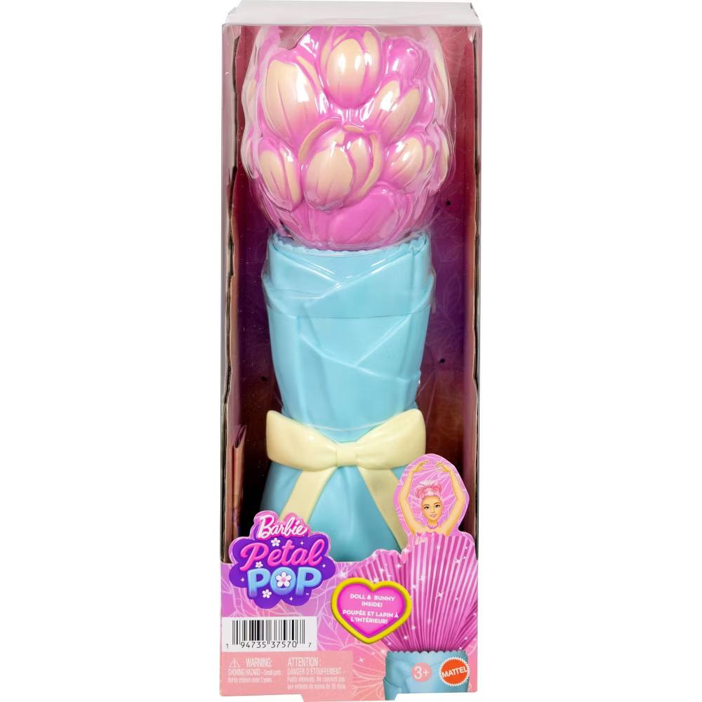 Petal Pop Scented Fashion Doll with Pink Tulip Dress, Reveal Accessories like Bunny & More