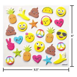 Puffy Stickers for Kids/3D Emojis/Hearts/Tacos 25ct - 2 Sheets