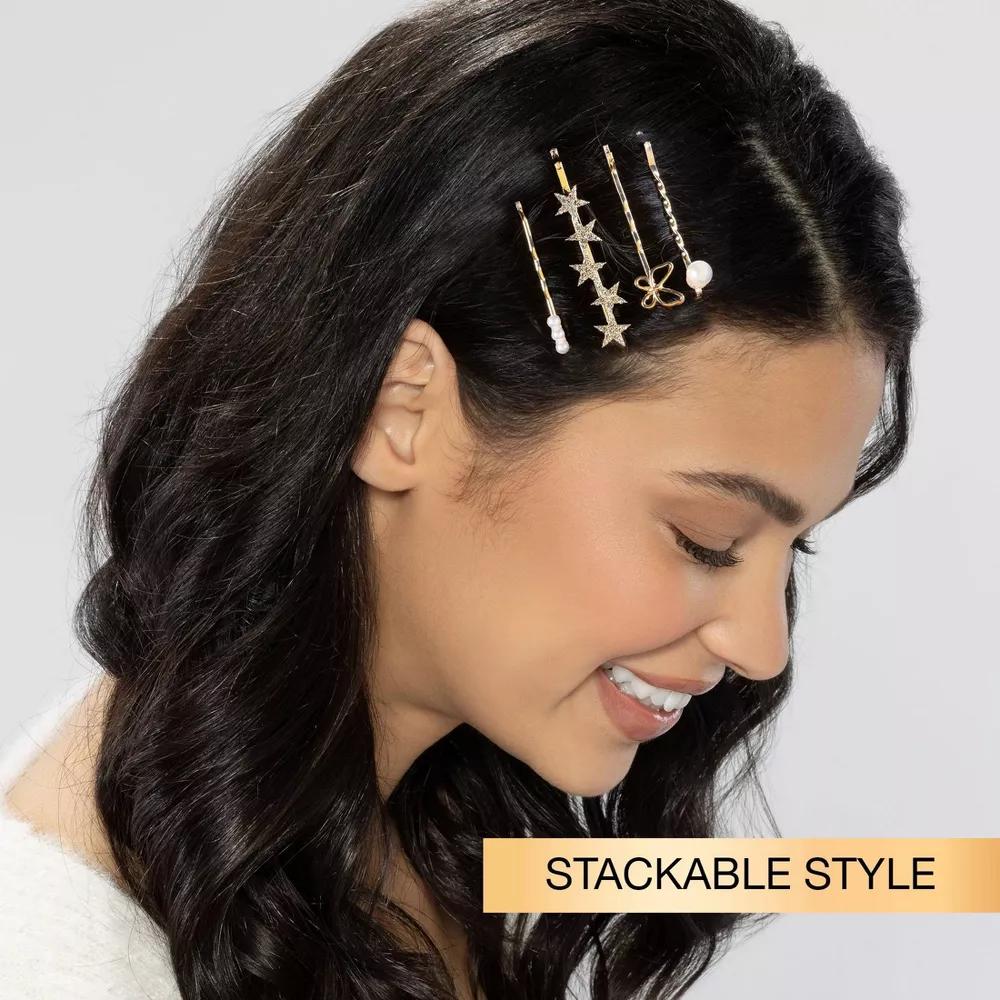 Rhinestone and Pearl Embellished Metal Bobby Pins - All Hair - 20pcs - Image 3