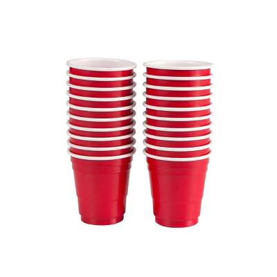 Houdini 20pk Disposable Shot Glasses: Red Plastic Shot Cups, 2oz Capacity
