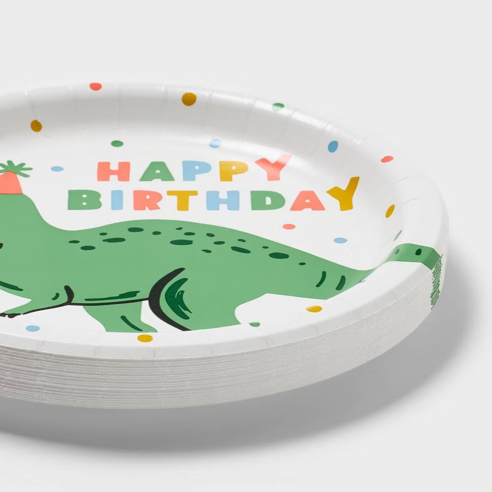 20ct "Happy Birthday" Dinosaur Snack Paper Plates - Image 3