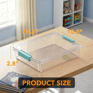SpaceAid 6 QT Stackable Storage Bins with Lids, Clear Containers for Home Office and School Supplies, 4 Pack