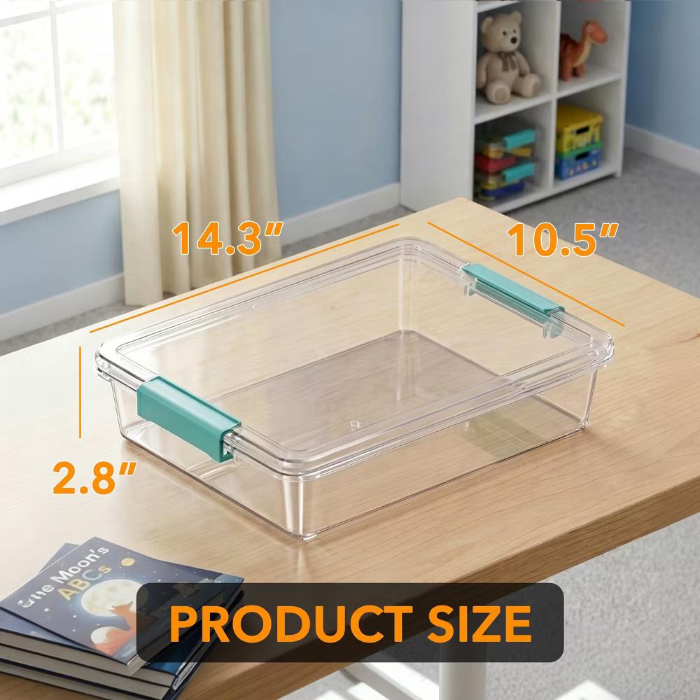 SpaceAid 6 QT Stackable Storage Bins with Lids, Clear Containers for Home Office and School Supplies, 4 Pack