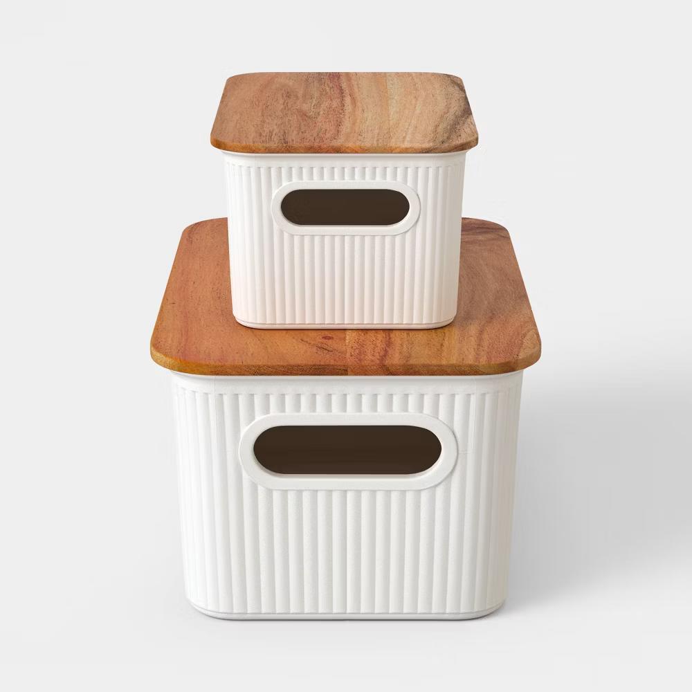 Desktop Storage Bins Set of 2 Cream - Image 3