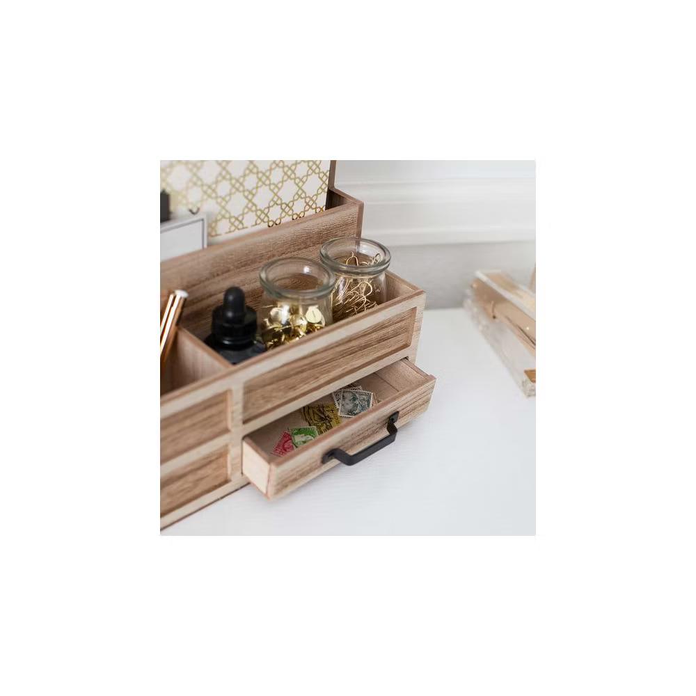Blu Monaco Wood Mail Organizer with Drawer & Pen Holder - Image 13