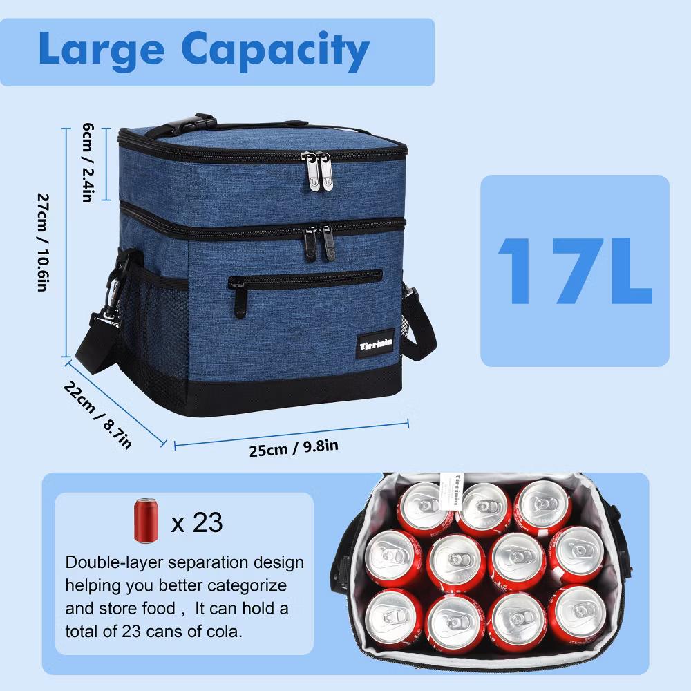 Adult Lunch Bag with Water Pockets, Insulated Dual Compartment Lunch Tote with Zipper Pocket, Leakproof Lunch Box for Men Women - Image 16
