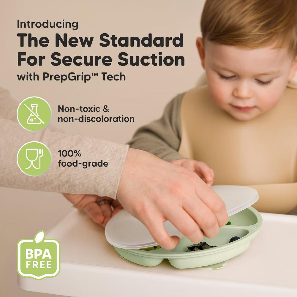 3-Pack Prep Suction Plates with Lids, 100% Silicone Baby Plates with Lid, BPA-Free Kids Divided Toddler Plates - Image 19