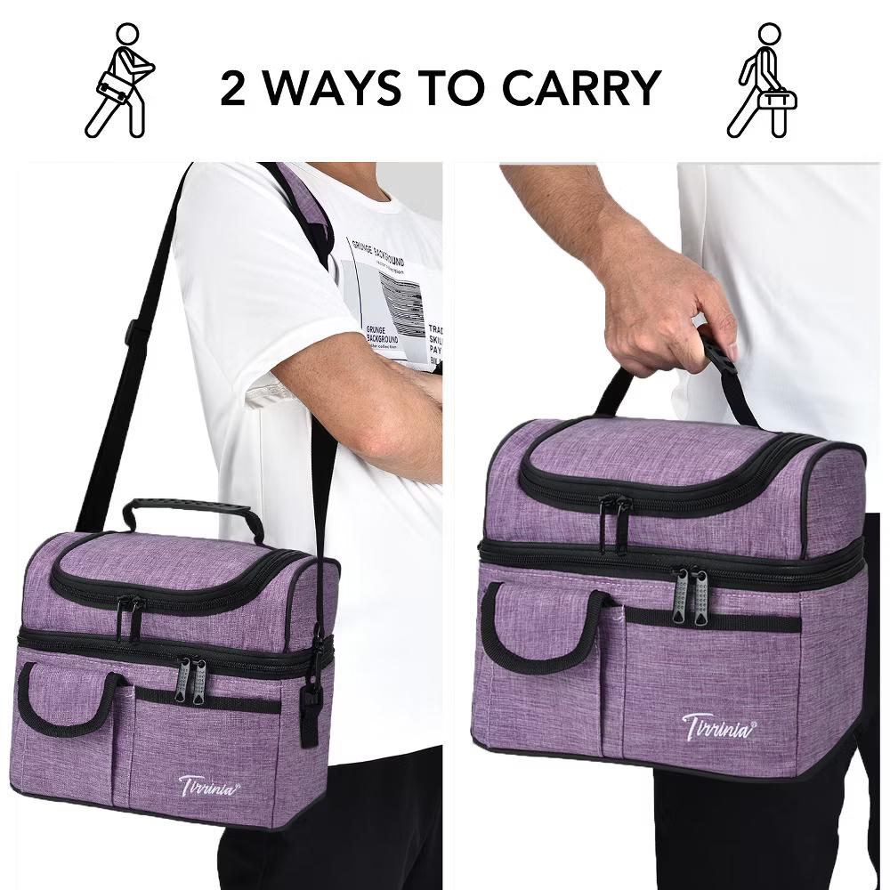 Dual Compartment Insulated Lunch Bag, Leakproof Lunch Tote with Front Pocket, Insulated Lunch Cooler Bag with Back Mesh Pocket - Image 47
