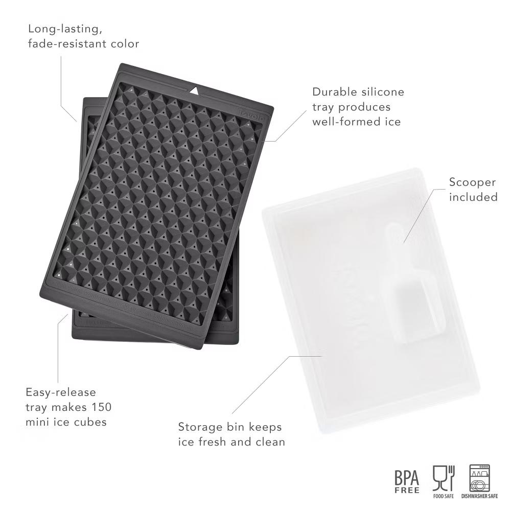 Set of 2 Twist and Release Mini Ice Set: Silicone Ice Cube Trays, 150 Cavities, Dishwasher-Safe, Gray - Image 3