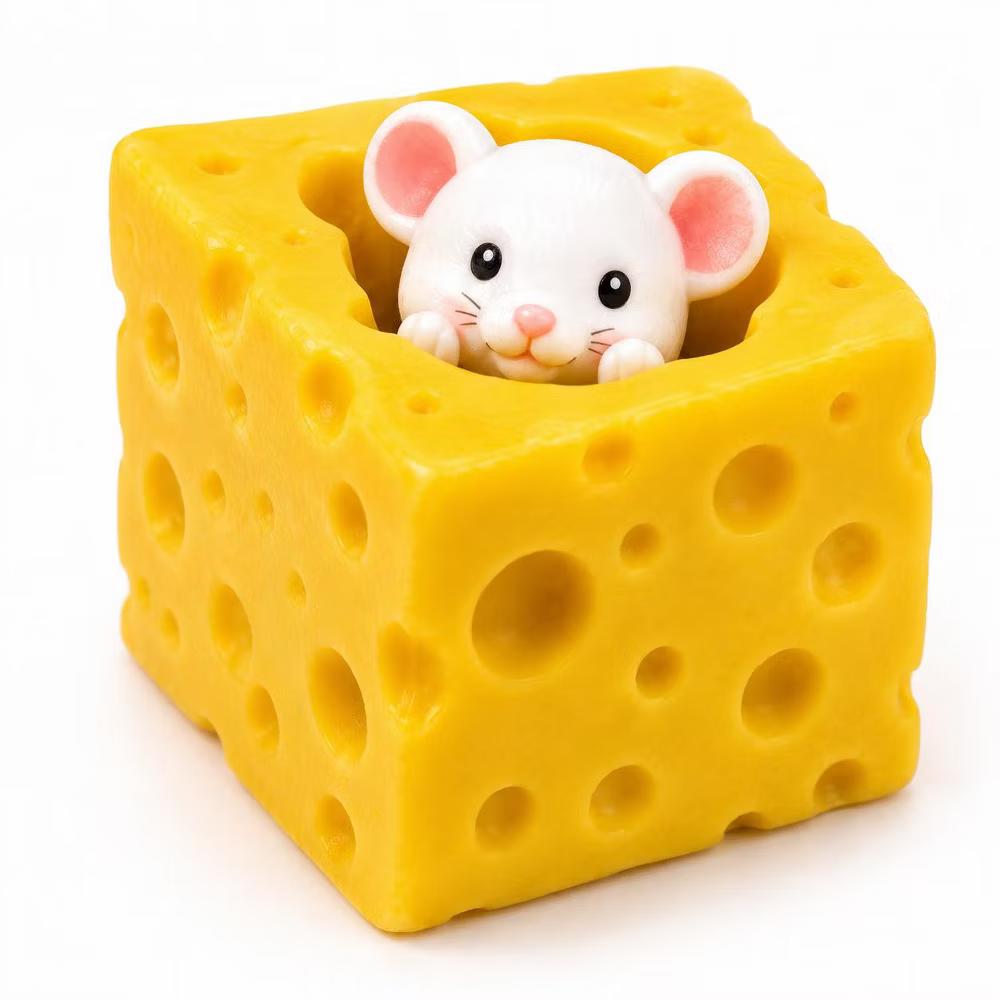 Link Cheese Mouse Pop-Up Squishy Toy 3-Pack – Sensory Fidget Squeeze Toy | Fun Mini Stress Ball Set - Image 4