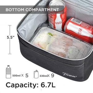 Dual Insulated Compartment Classic Molded Lunch Bags for Adult Kid, Leak-proof Thermal Lunch Box Cooler Totes Lunch Bento for Work Picnic