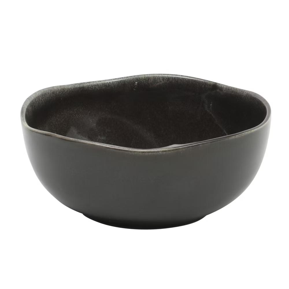 Soho Lounge Nardini 12 Piece (Service for 4) Plates and Bowls Reactive Glaze Dishes Stoneware Ceramic Dinnerware Set - Black and Blue - Image 2