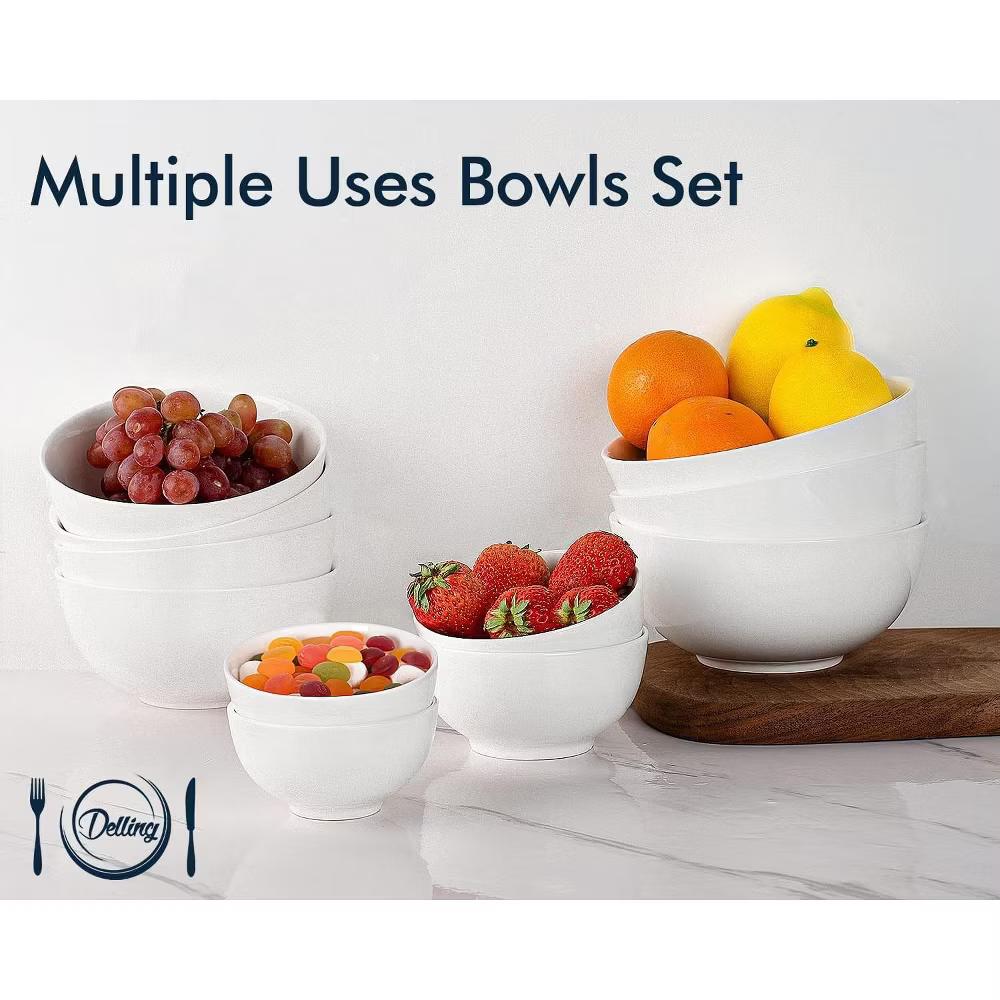 Etokfoks 6 Piece 22oz White Ceramic Soup Bowls 6in Stackable Dishwasher Microwave Safe for Cereal Salad Pasta Oatmeal Kitchen - Image 5