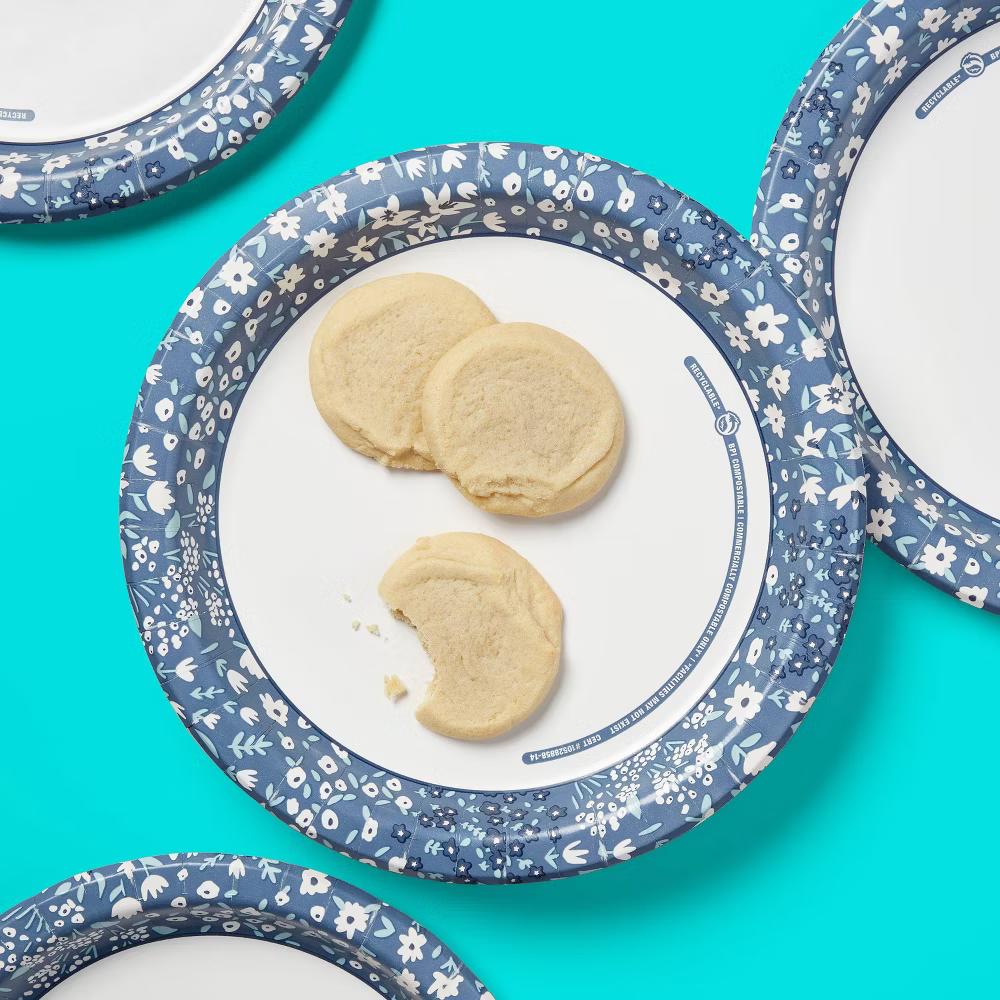 Blue Floral Paper Plate 10" - Image 4