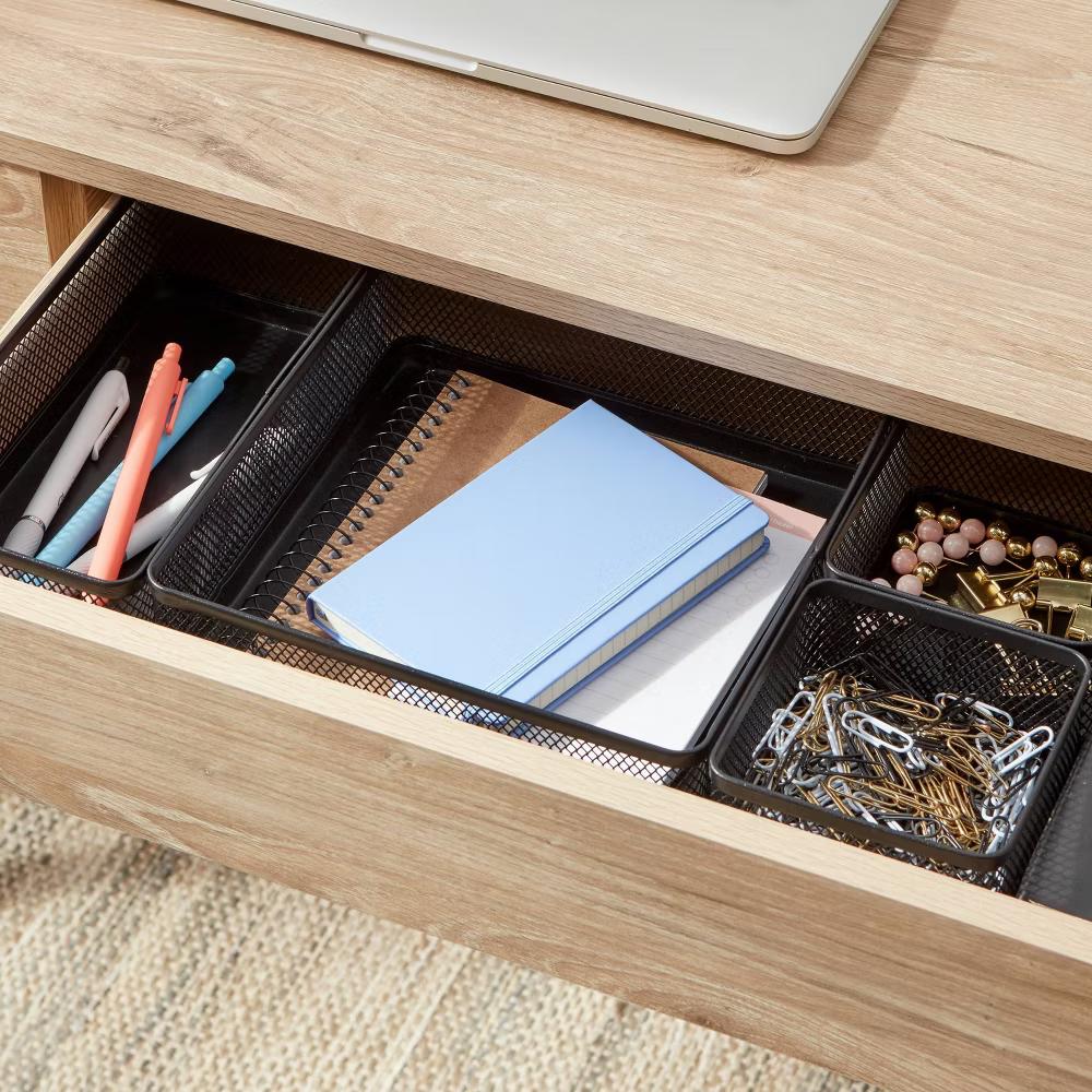 Mesh Desk Organizer Black - Steel Office Supplies & Desk Drawer Organizers, 8"x8"x4.5" - Image 3
