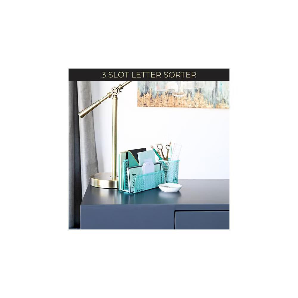 Blu Monaco 3 Tier Metal Mesh Letter Sorter - Available in Aqua, Black, Gold, Pink, Rose Gold, and White - Image 5