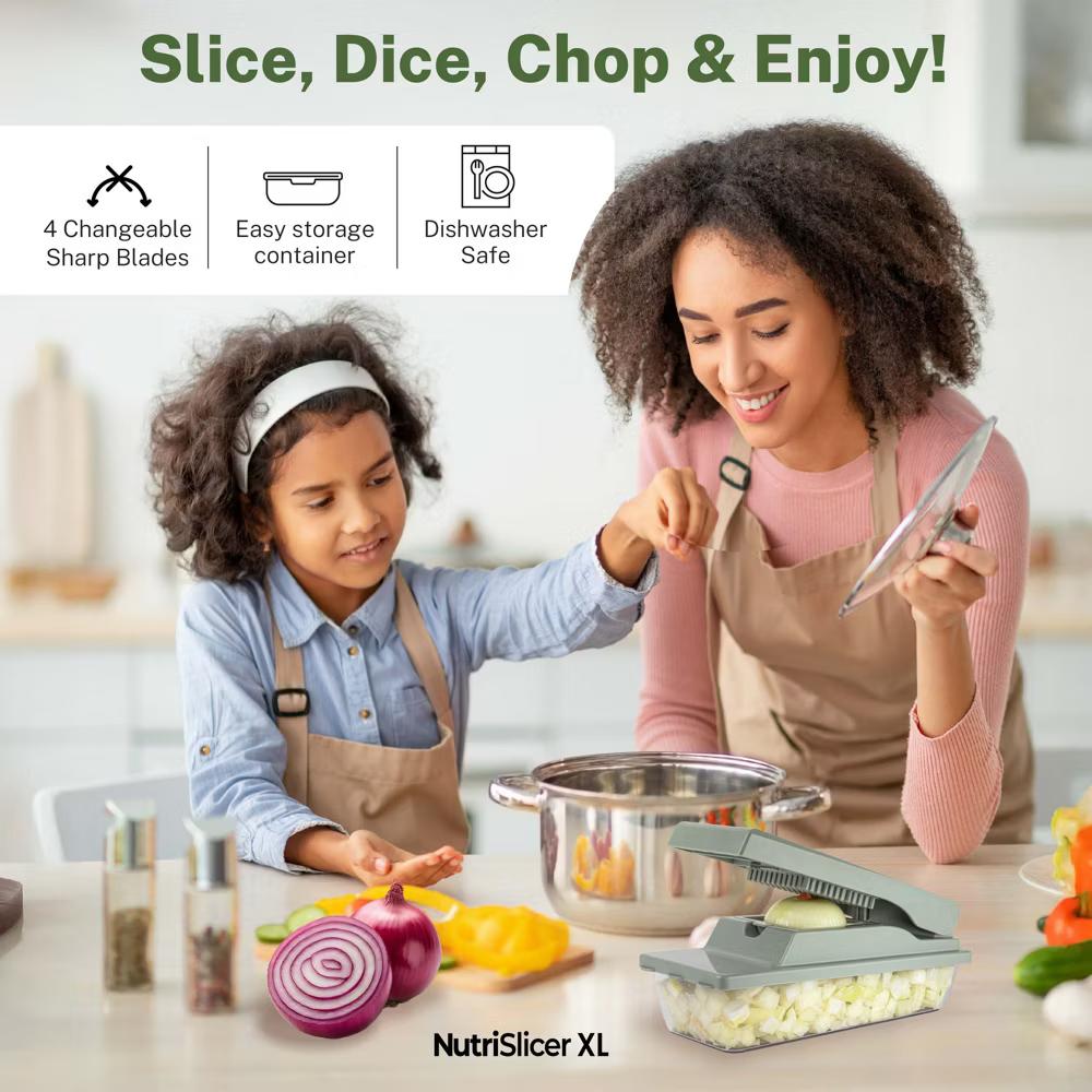As Seen On TV NutriSlicer XL 7 Piece Vegetable Mandoline Slicer Chopper Dicer with Container & Blades - Image 26