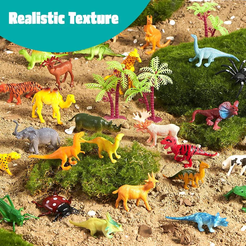 69Pcs Mini Animal Figurine Set - Realistic Jungle, Zoo, Ocean & Farm Animal Toys with Sensory Bin, Christmas Birthday Gift for Kids Ages 3-5 - Image 5