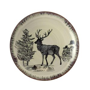 16pc Stoneware Forest Cabin Dinnerware Set Brown - Microwave & Dishwasher Safe, Service for 4, Forest Animals Pattern