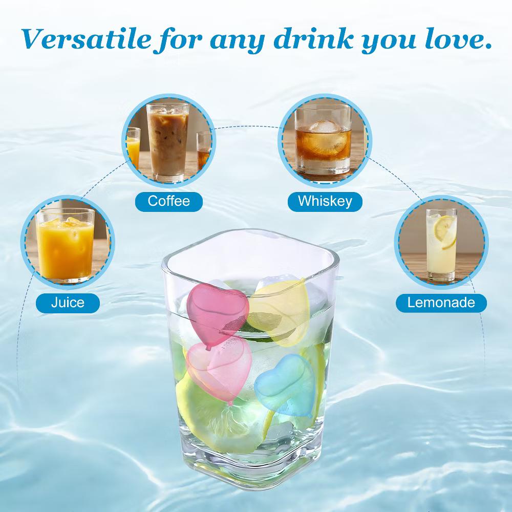Plastic Durable Lightweight Heart Shape Ice Cube Tray 4 x 3.5cm / 1.57 x 1.38 Inch Yellow/Blue/Pink/Red 24 Pcs - Image 6