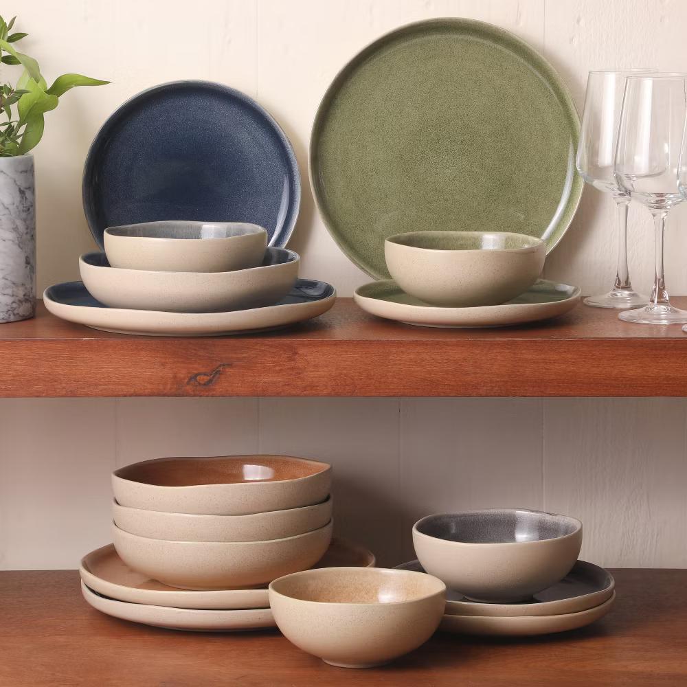 Manila Bay 16-Piece Stoneware Dinnerware Set, Service for 4, Reactive Glaze, Assorted Colors, Modern Artisan Design - Image 10