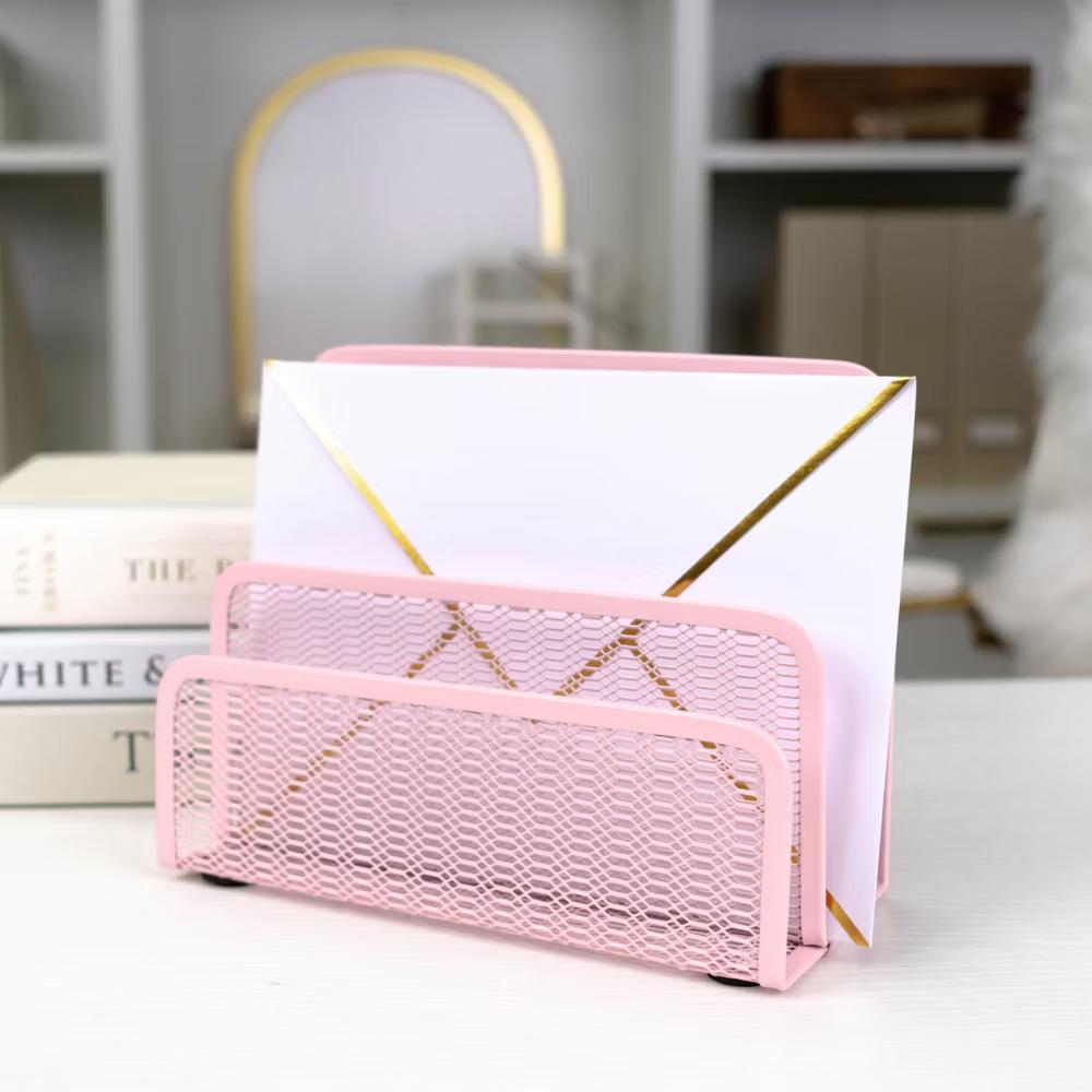 Blu Monaco 3 Tier Metal Mesh Letter Sorter - Available in Aqua, Black, Gold, Pink, Rose Gold, and White - Image 27