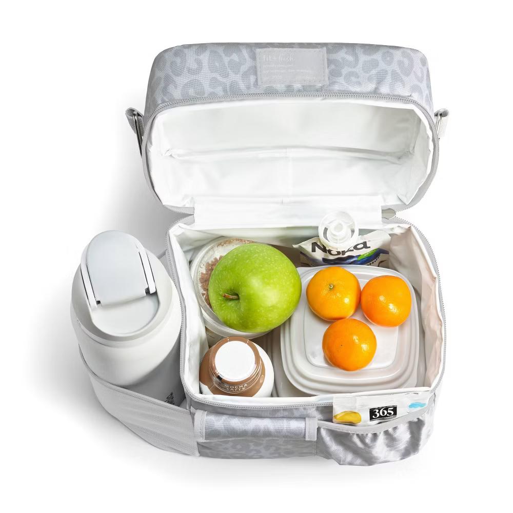 Montauk Lunch Kit - Feline Fine Stone Gray: Insulated Leopard Spot Lunch Box Set - Image 3