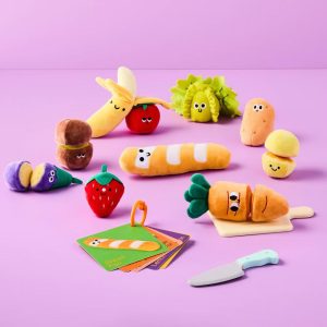 Plush Food Play Set - Kitchen Toy for Toddlers, Includes Play Vegetables & Fruit, 18 Pieces