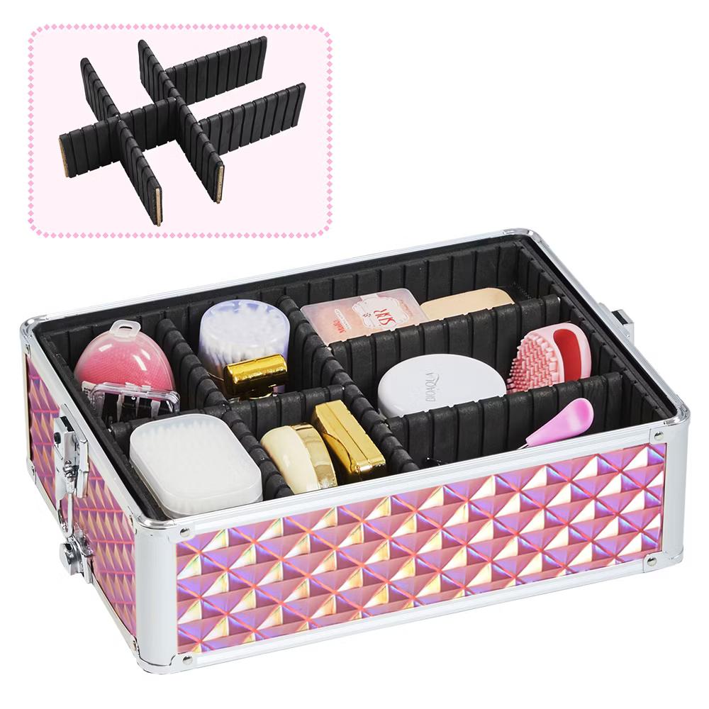 Yaheetech 4-In-1 Aluminum Rolling Cosmetic Makeup Train Cases - Image 14