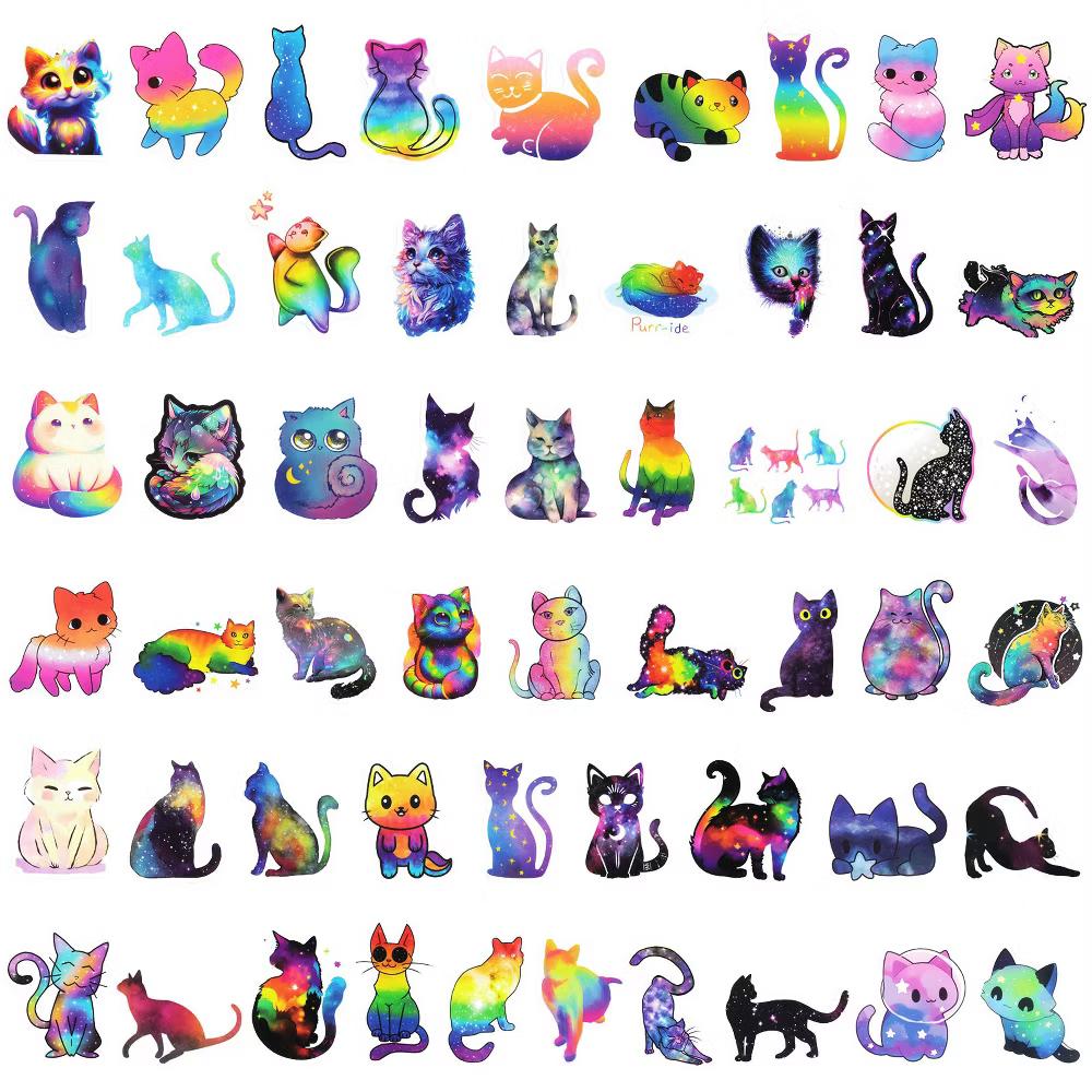 Waterproof Vinyl Stickers, 110pcs, Starry Cats - Image 4