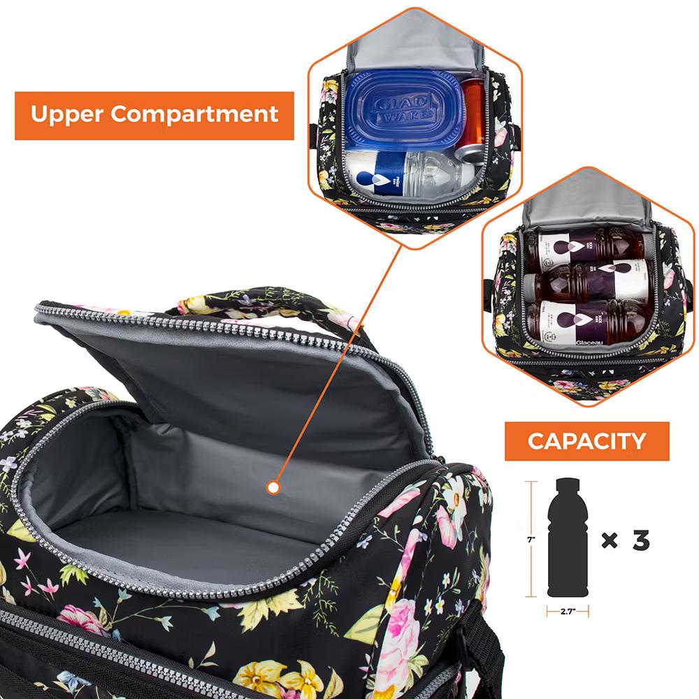 Double Decker Lunch Box Men Women, Insulated Leakproof Cooler Bag Adult Work, Dual Compartment Pail Tote Boys Girls Kids - Image 12