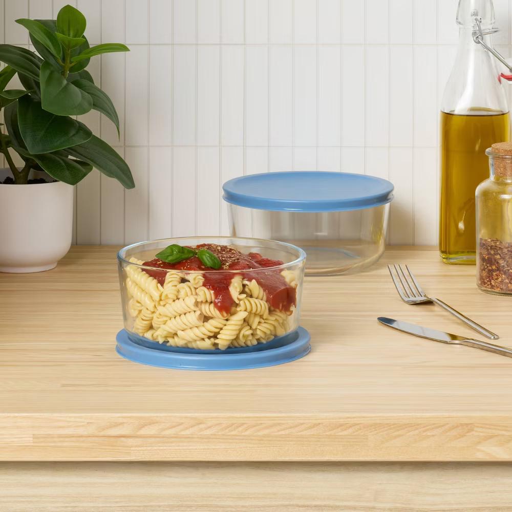 4pc (Set of 2) Round Glass Food Storage Container Set - Image 8