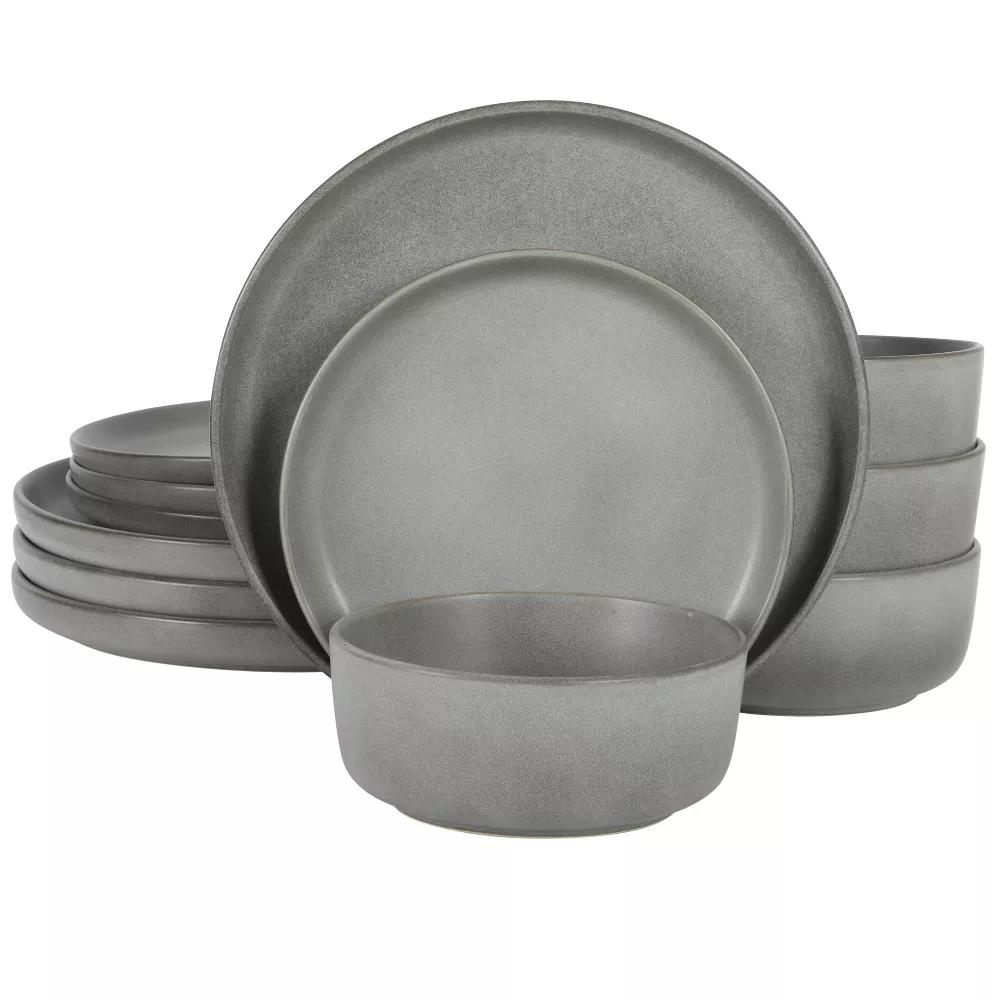 Pasco 12 Piece (Service for 4) Plates and Bowls Reactive Glaze Dishes Stoneware Ceramic Dinnerware Set - Image 18