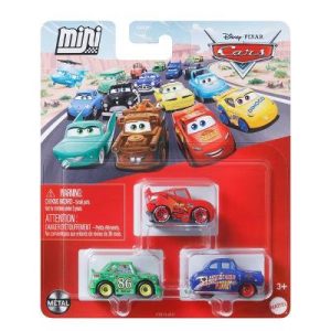 Pixar Cars Die Cast Metal Mini Racers Fabulous Hudson Hornet, Chick Hicks & Lightning McQueen Car 3-Pack