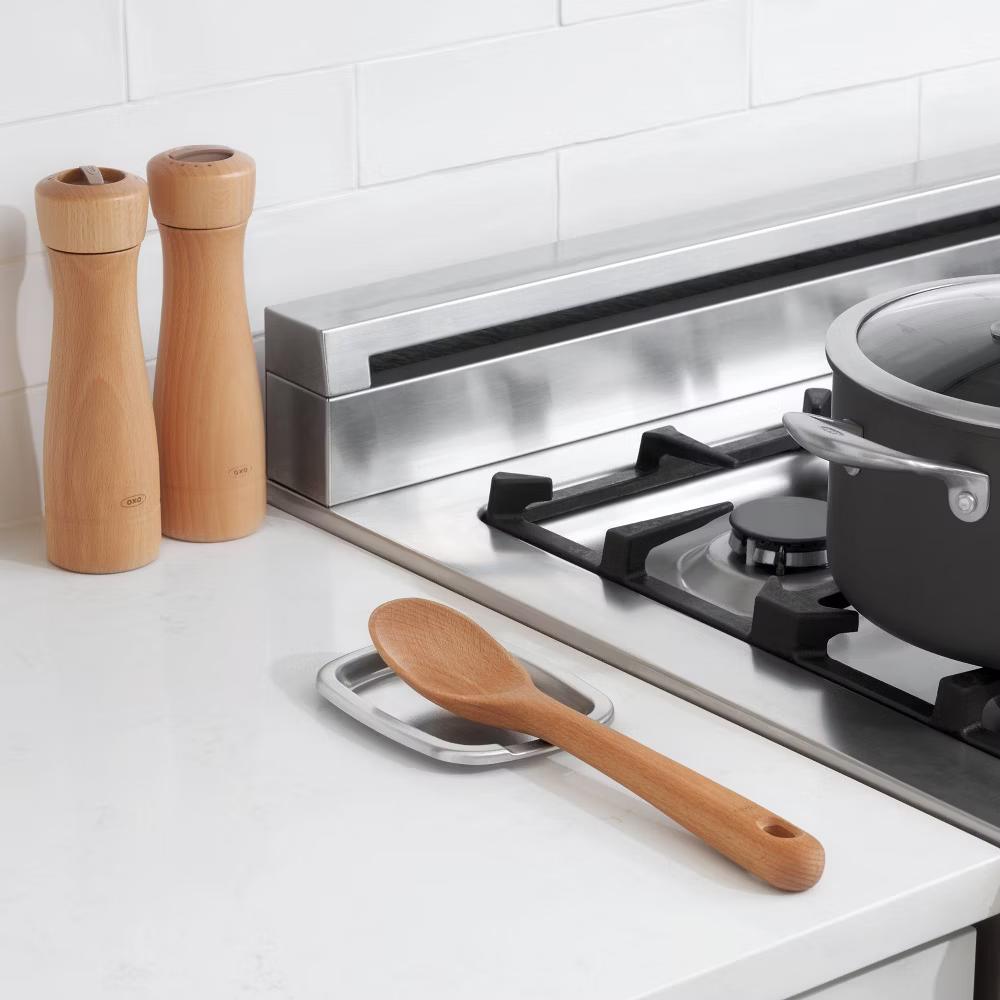 Stainless Steel Spoon Rest: Silicone Utensil Holder for Stove, Dishwasher-Safe, Light Silver - Image 4