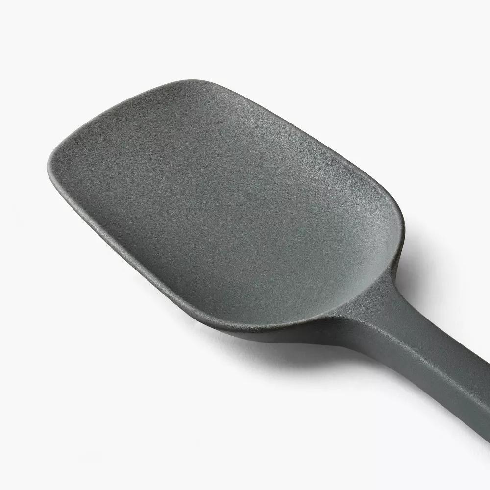 Silcone Kitchen Spoonula - Silicone & Nylon, Dishwasher-Safe, 12.6" Length, Gray, Solid Kitchen Utensil - Image 3