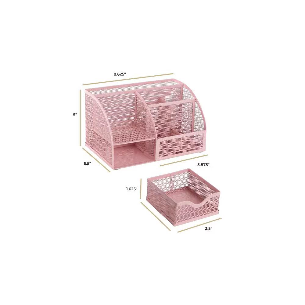 Blu Monaco Desk Organizer with Drawer - Small Metal Mesh Organizer Available in Aqua, Gold, and Pink - Image 25