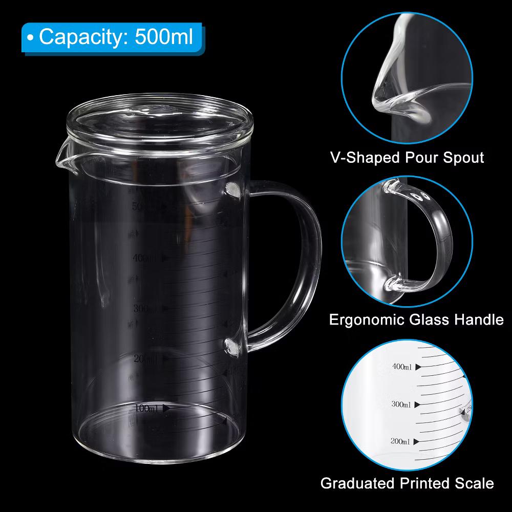 Borosilicate Glass Scale Measure Cups with Glass Lid and V-Shaped Spout - Image 11