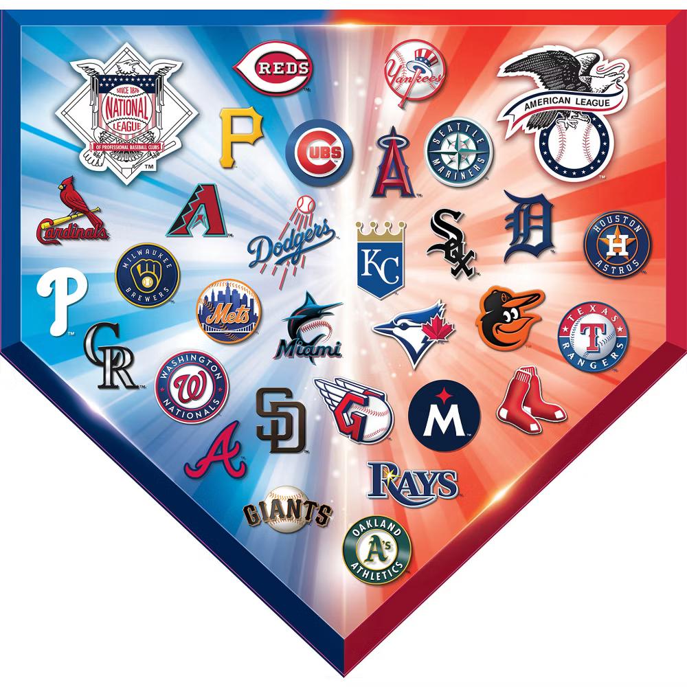MLB Home Plate 500 Piece Jigsaw Puzzle - Sports Shaped Puzzle for Adults
