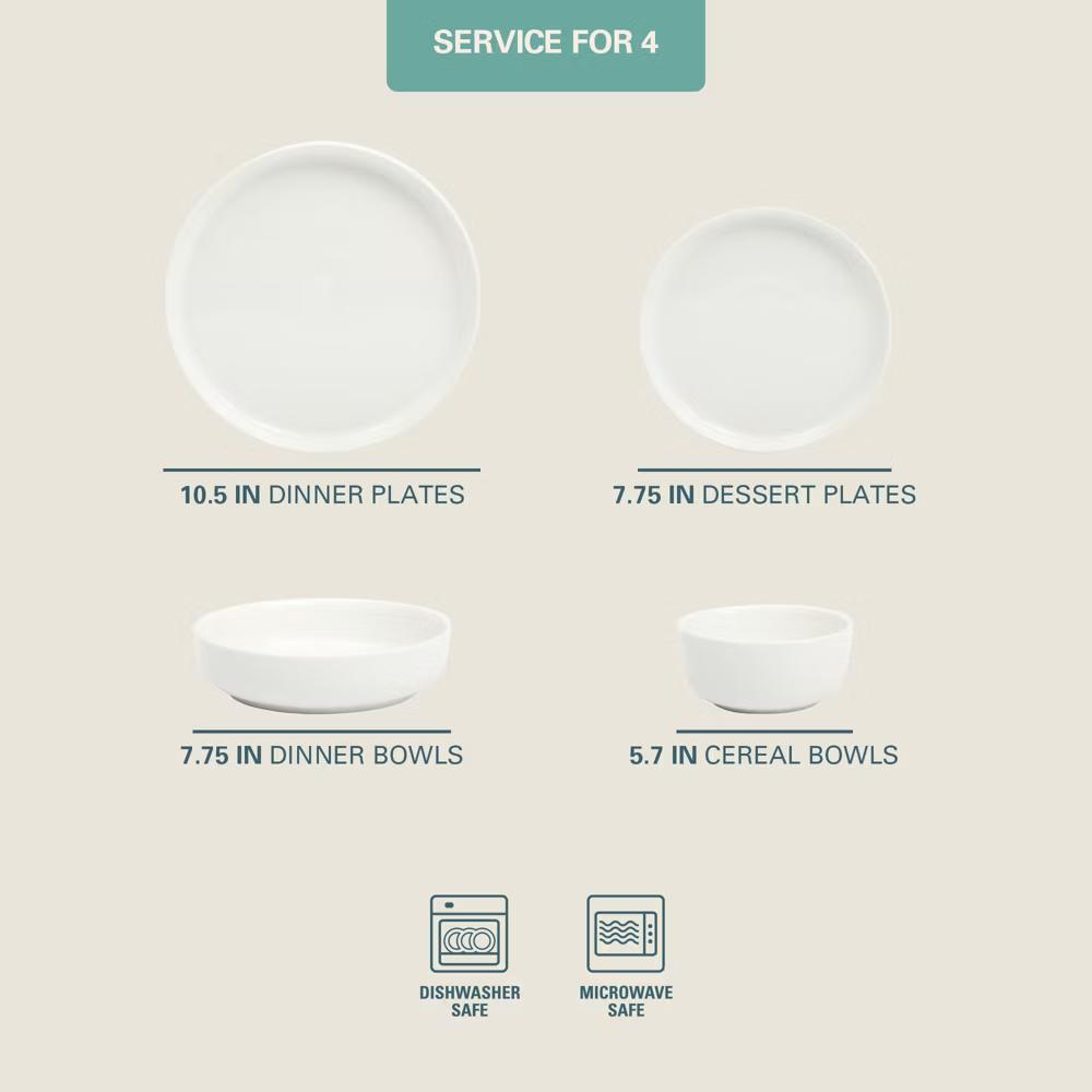 Oslo 16-Piece Porcelain Plates and Bowls Dinnerware Set - Image 18