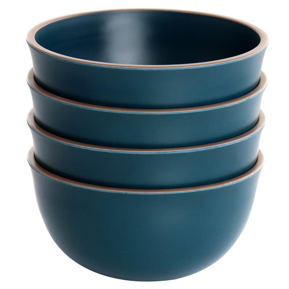Rockabye 4 Piece Melamine Cereal Bowl Set in Dark Teal - Image 3