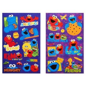 Sticker Pad for Kids, Elmo, Cookie Monster, Big Bird 112ct, 8 Sheets