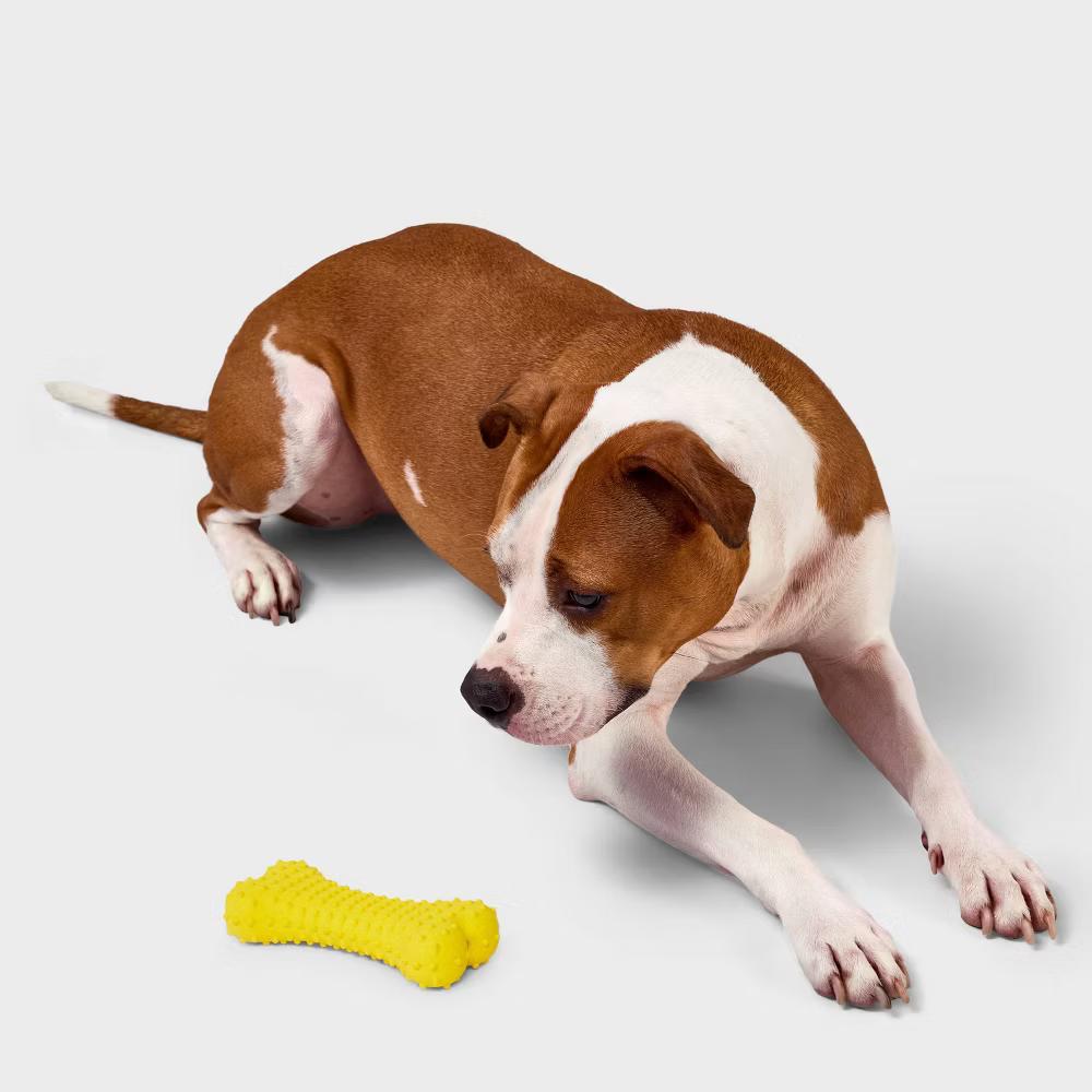 Rubber Bone Dog Toy - Yellow - Image 3