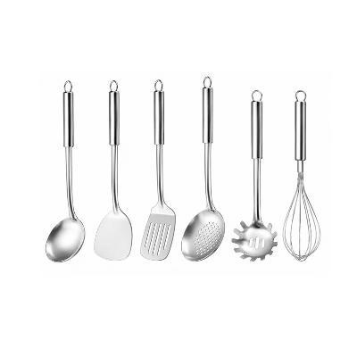 Home Collection Pack of 6 Stainless Steel Kitchen Utensils Set with Hanging Handles - Image 2