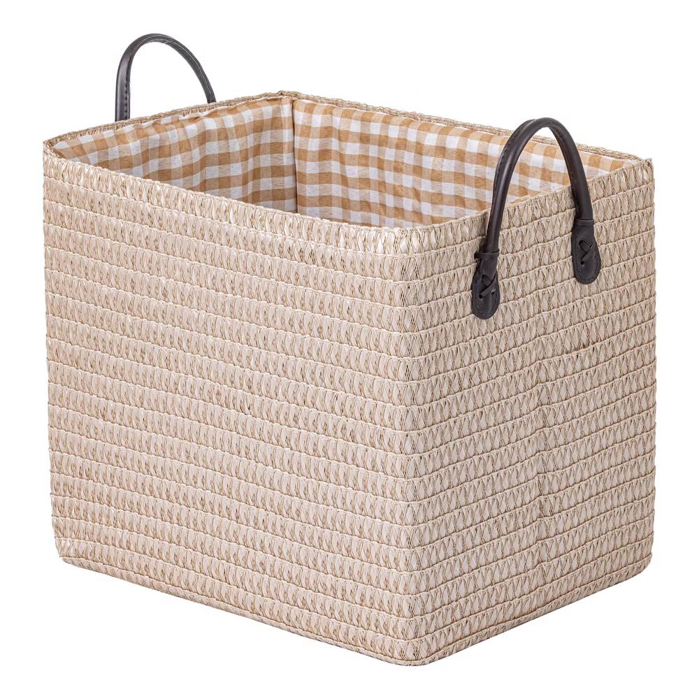Woven Storage Basket for Clothes Shoes Organizer Bin with Handles - Image 25