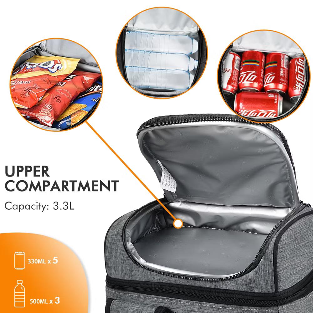 Dual Compartment Insulated Lunch Bag, Leakproof Lunch Tote with Front Pocket, Insulated Lunch Cooler Bag with Back Mesh Pocket - Image 32